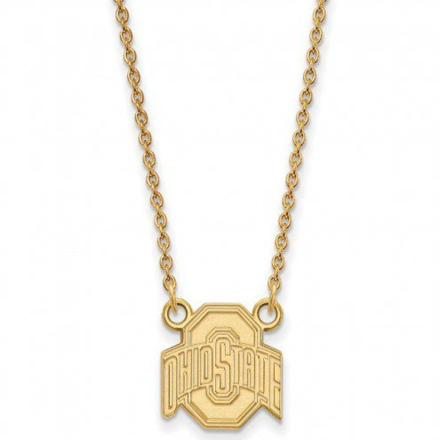 Watches & Jewelry * | Discount Ohio State Buckeyes Ncaa Sterling Silver Gold Plated Small Pendant Necklace