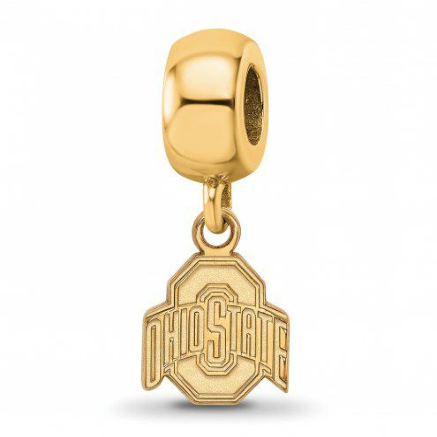 Watches & Jewelry * | Discount Ohio State Buckeyes Sterling Silver Gold Plated Extra Small Dangle Bead