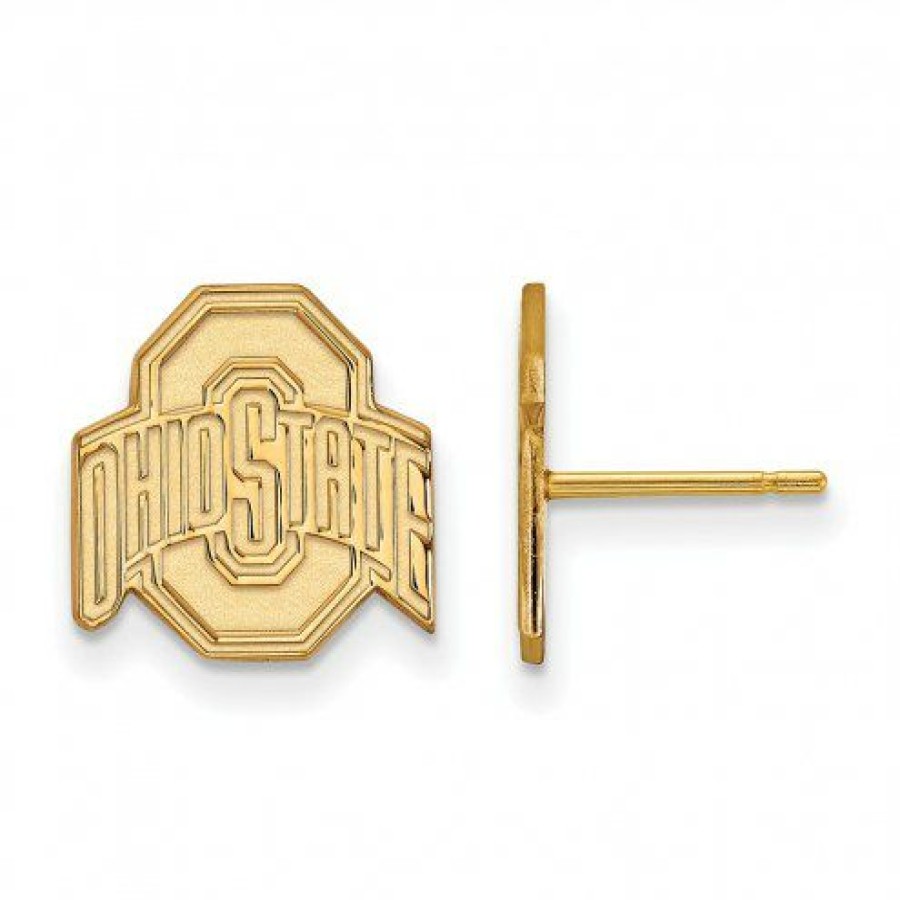 Watches & Jewelry * | Discount Ohio State Buckeyes Ncaa Sterling Silver Gold Plated Small Post Earrings