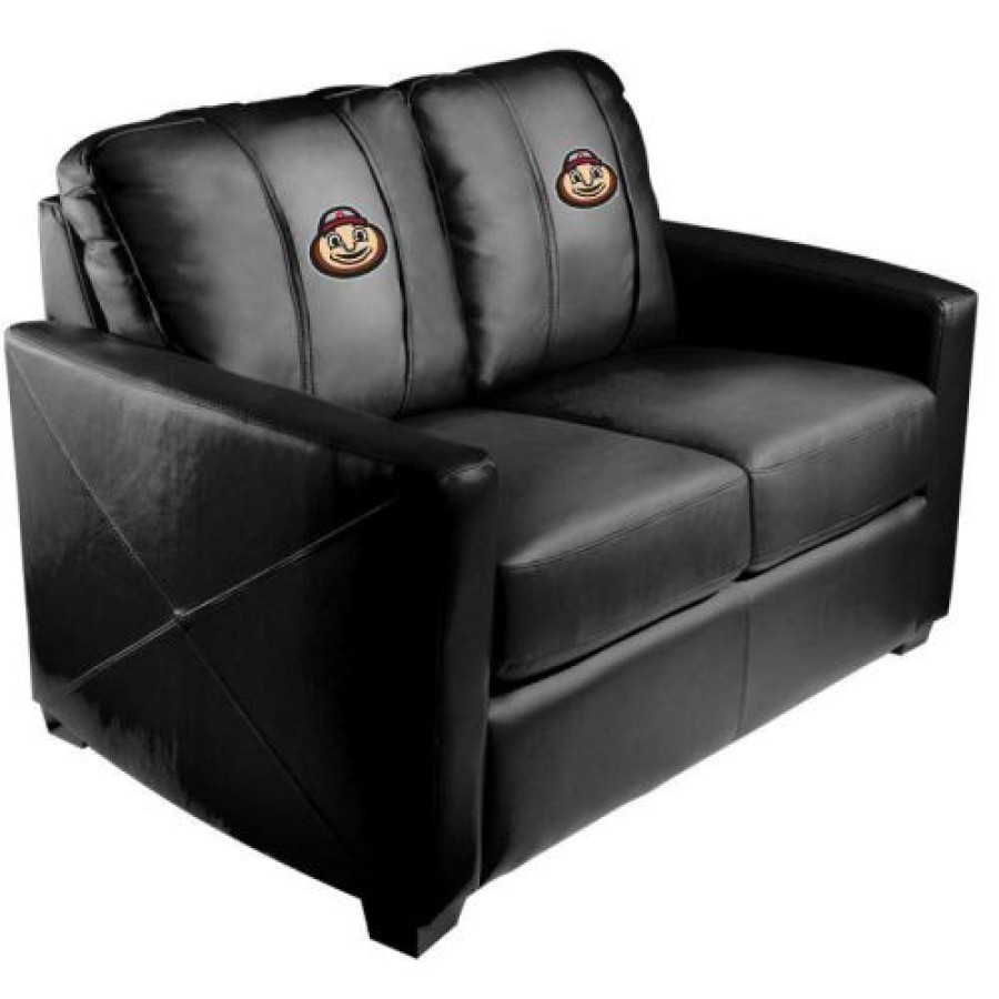 Game Room & Fan Cave * | Discount Ohio State Buckeyes Xzipit Silver Loveseat With Brutus Logo