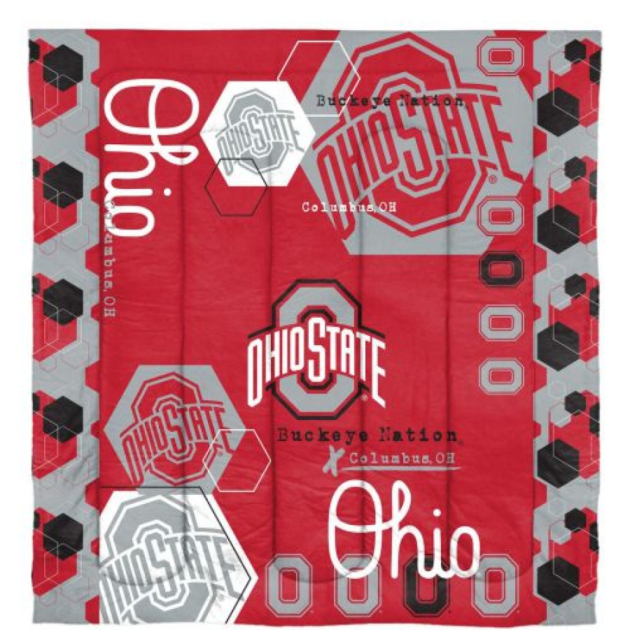 Bed & Bath * | Discount Ohio State Buckeyes Hexagon Full/Queen Comforter & Shams Set