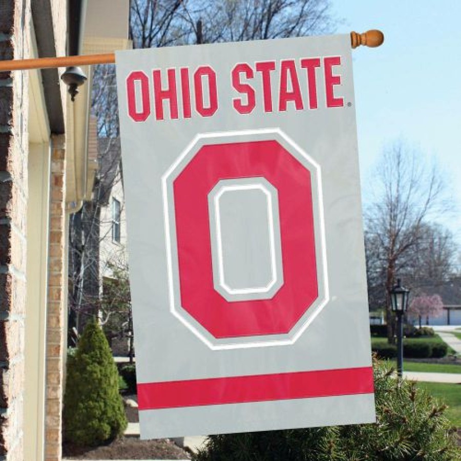 Home & Office Decor * | Discount Ohio State Buckeyes Block Applique Banner Flag