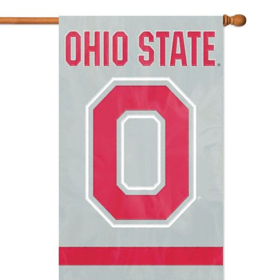 Home & Office Decor * | Discount Ohio State Buckeyes Block Applique Banner Flag