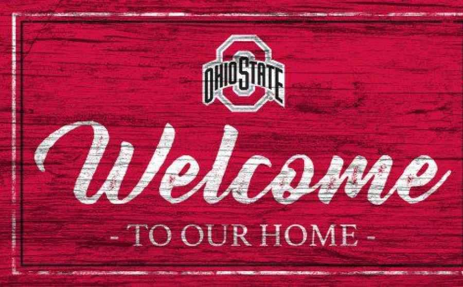 Home & Office Decor * | Discount Ohio State Buckeyes Team Color Welcome Sign