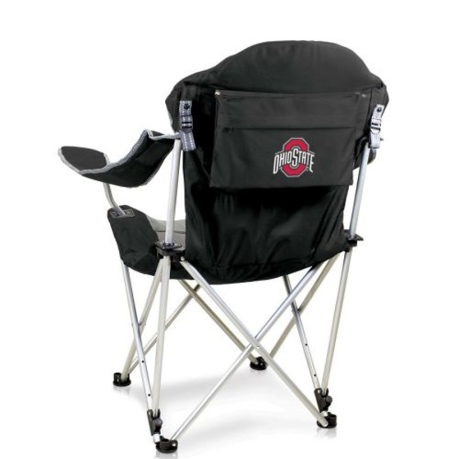 Tailgating & Stadium Gear * | Discount Ohio State Buckeyes Black Reclining Camp Chair