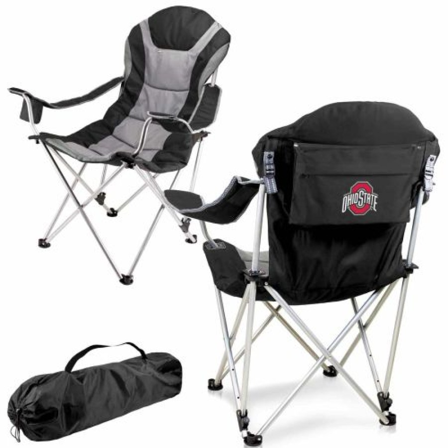 Tailgating & Stadium Gear * | Discount Ohio State Buckeyes Black Reclining Camp Chair