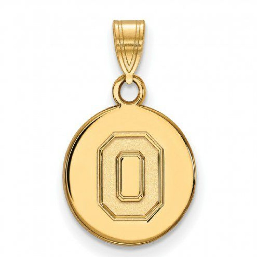 Watches & Jewelry * | Discount Ohio State Buckeyes Sterling Silver Gold Plated Small Disc Pendant