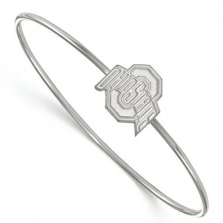 Watches & Jewelry * | Discount Ohio State Buckeyes Sterling Silver Bangle Slip On Bracelet