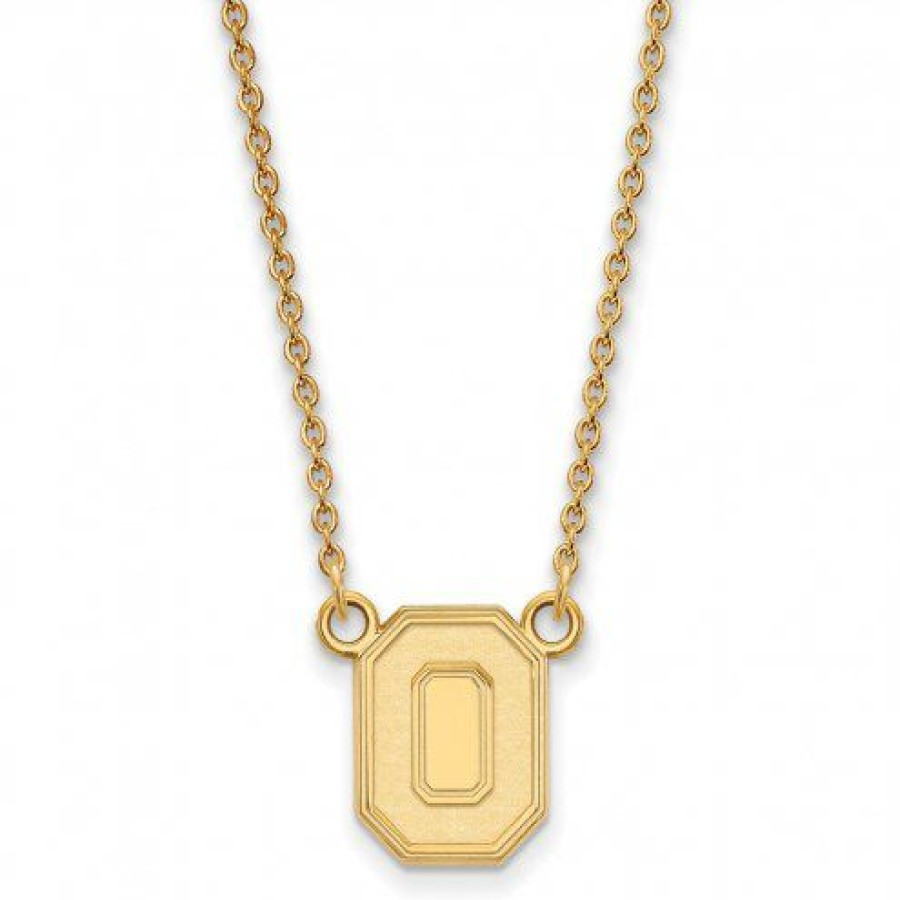 Watches & Jewelry * | Discount Ohio State Buckeyes Sterling Silver Gold Plated Small Pendant Necklace