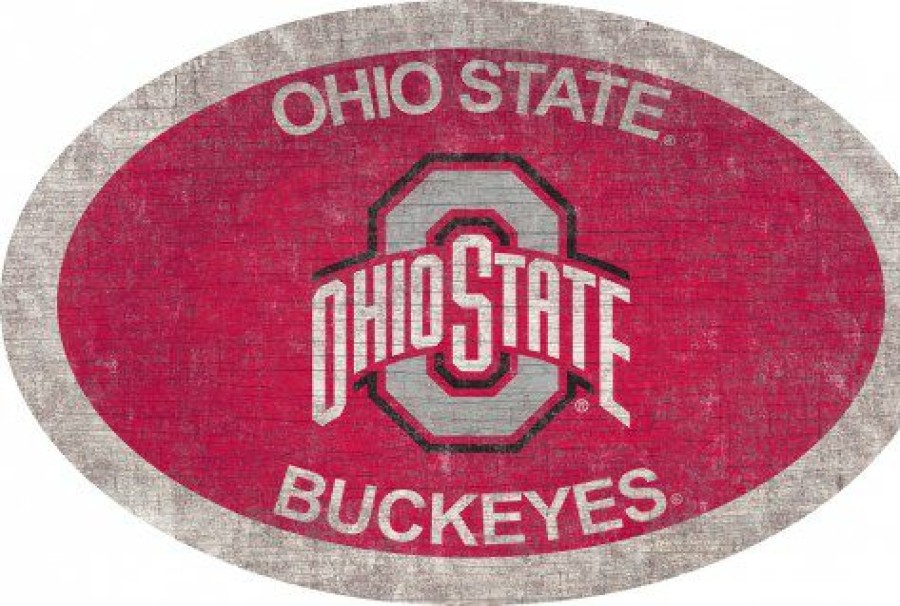 Home & Office Decor * | Discount Ohio State Buckeyes 46 Team Color Oval Sign