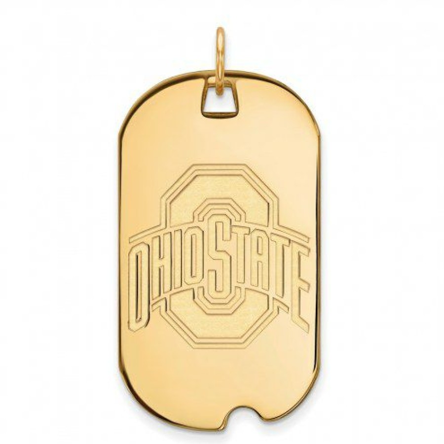 Watches & Jewelry * | Discount Ohio State Buckeyes Sterling Silver Gold Plated Large Dog Tag