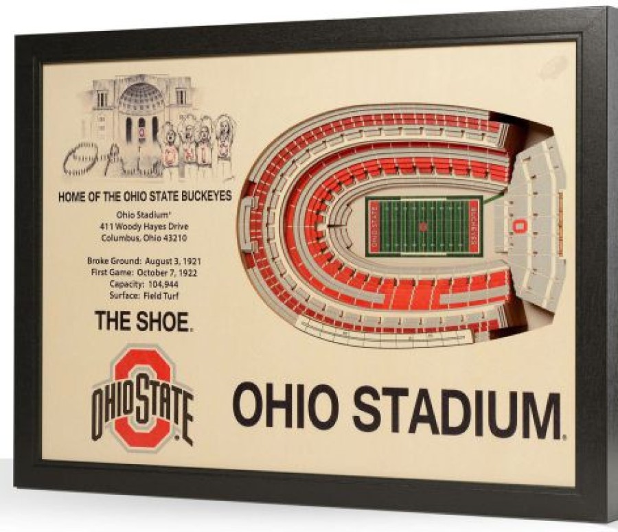 Home & Office Decor * | Discount Ohio State Buckeyes 25-Layer Stadiumviews 3D Wall Art