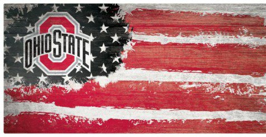 Home & Office Decor * | Discount Ohio State Buckeyes 6 X 12 Flag Sign