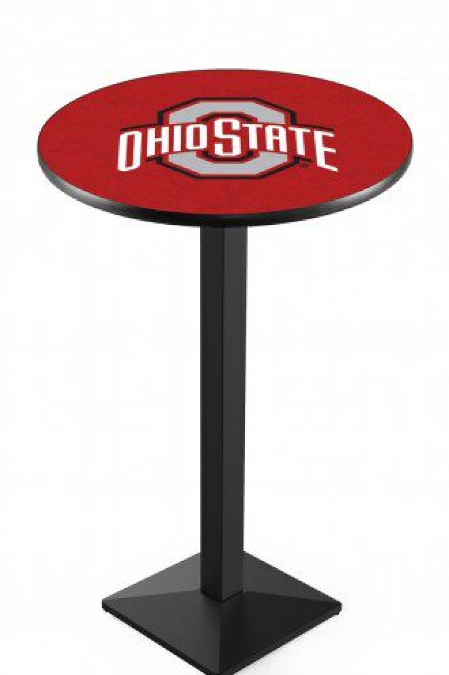 Game Room & Fan Cave * | Discount Ohio State Buckeyes Black Wrinkle Pub Table With Square Base