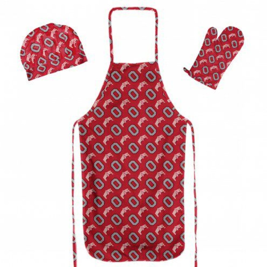 Kitchen & Bar Accessories * | Discount Ohio State Buckeyes Apron, Mitt, And Chef Hat