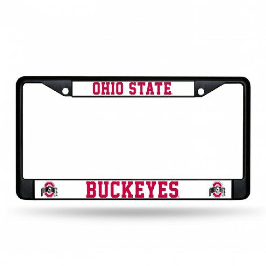 Car Accessories * | Discount Ohio State Buckeyes Black Metal License Plate Frame