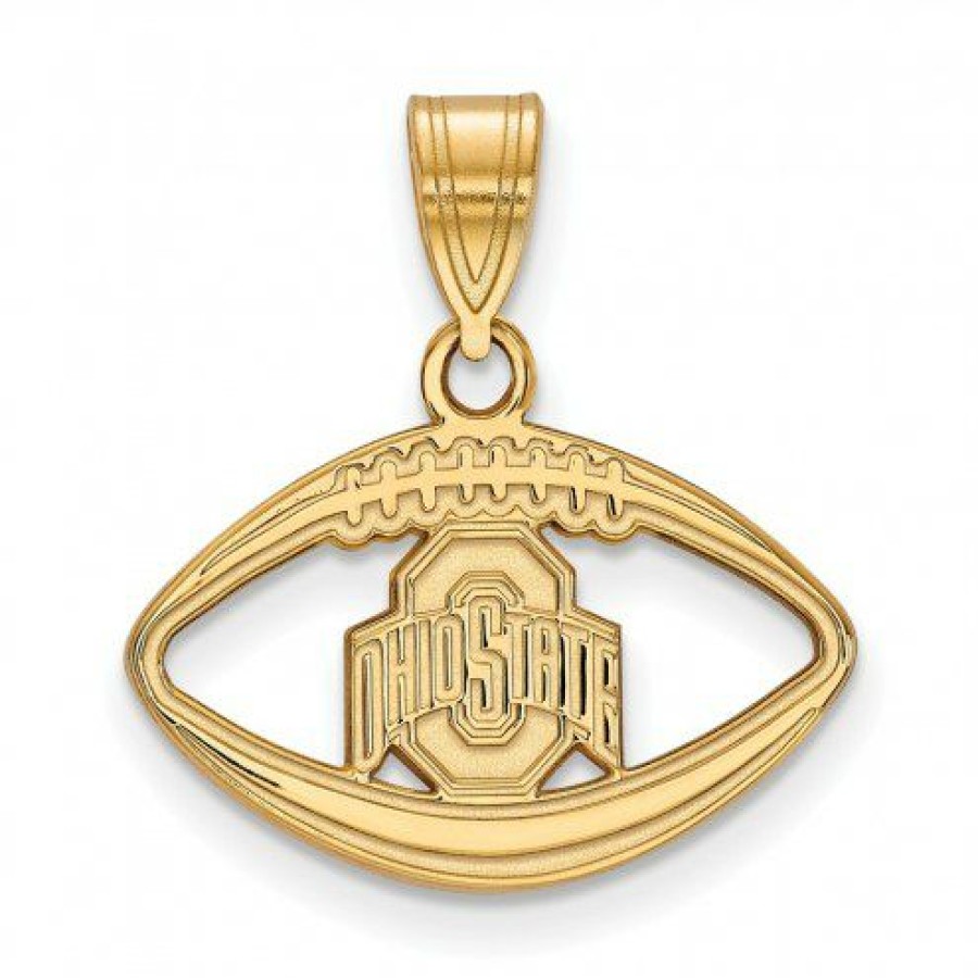 Watches & Jewelry * | Discount Ohio State Buckeyes Sterling Silver Gold Plated Football Pendant