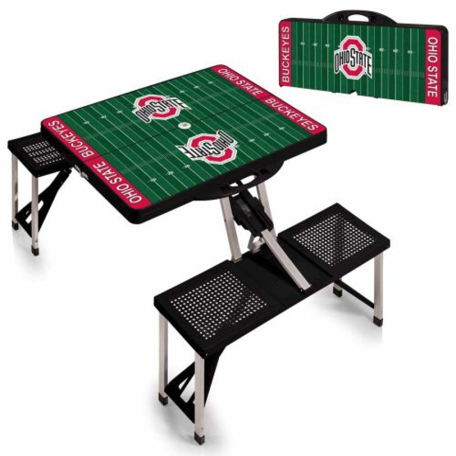 Tailgating & Stadium Gear * | Discount Ohio State Buckeyes Ncaa Black Sports Folding Picnic Table