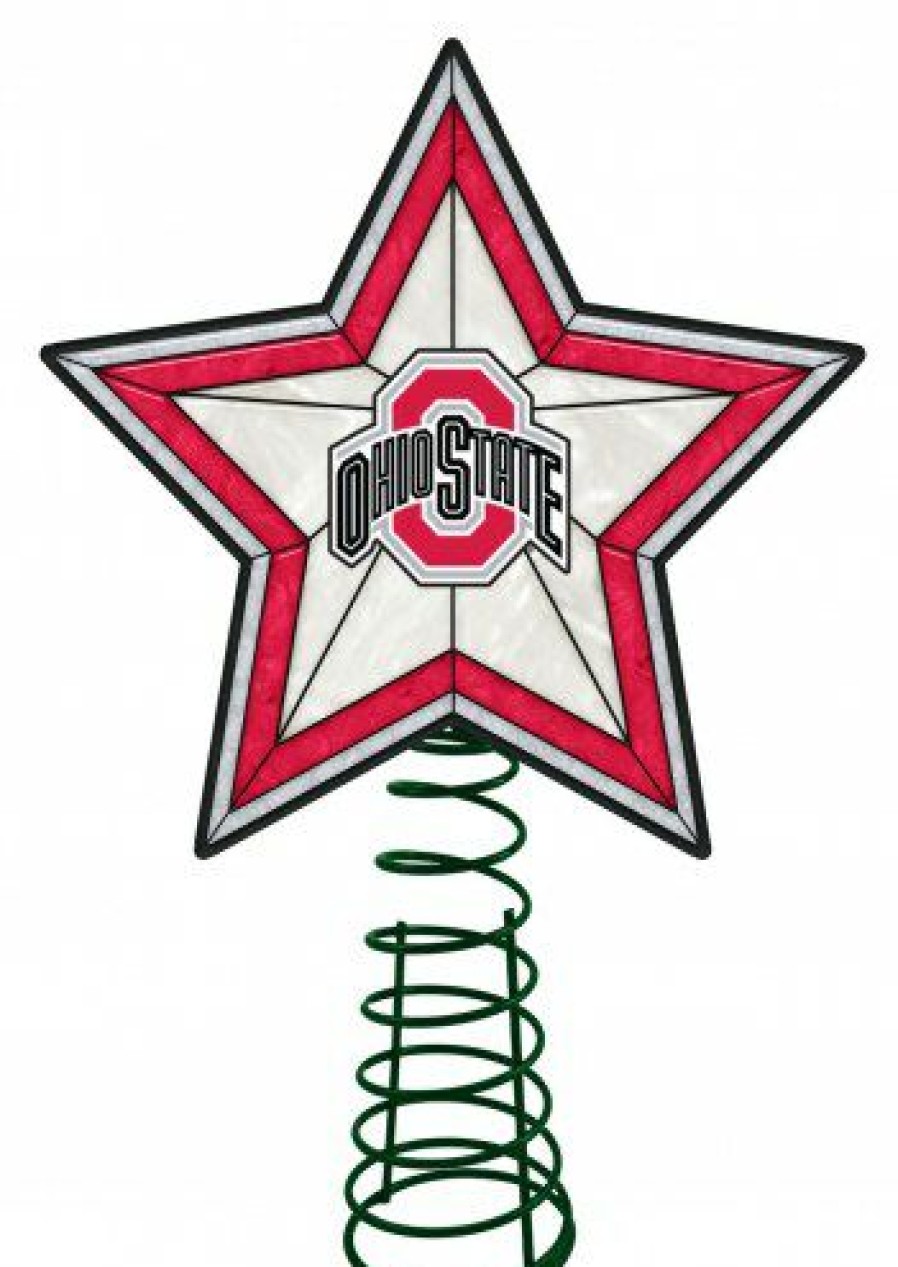 Home & Office Decor * | Discount Ohio State Buckeyes Light Up Art Glass Tree Topper