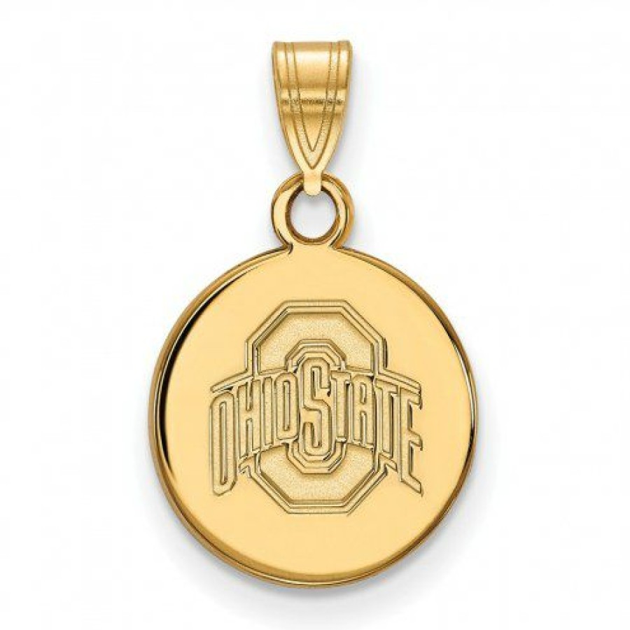 Watches & Jewelry * | Discount Ohio State Buckeyes Sterling Silver Gold Plated Small Disc Pendant